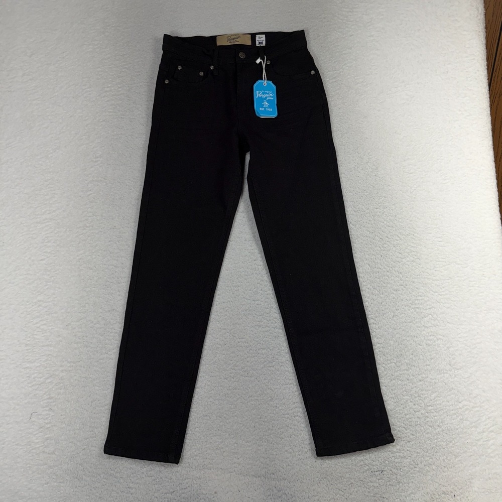 Boys Original Penguin Denim Skinny Taper Fit Jeans Sz 14 Black 25.5x27 NWT